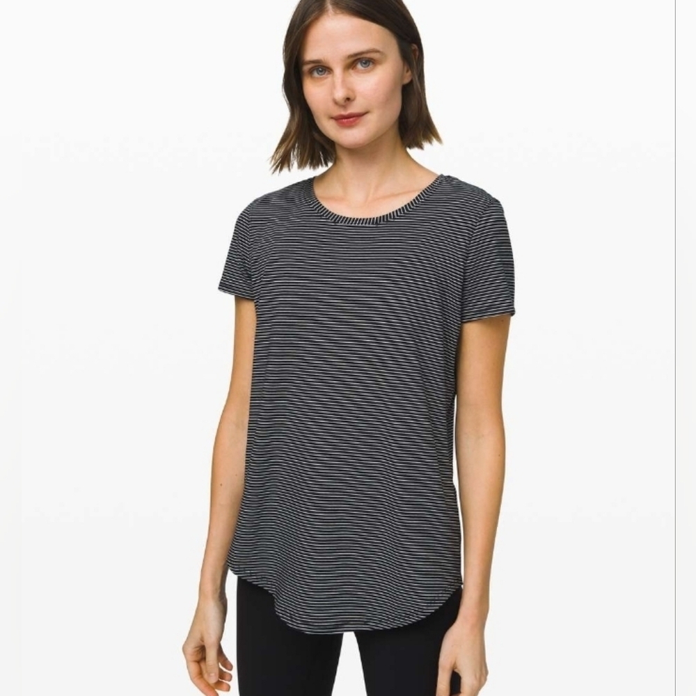 Lululemon Love Crew III Hype Stripe Black White Size 10-12